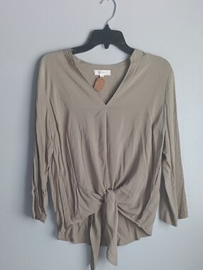 NWT Be Cool Green Khaki Tie Front Shirt